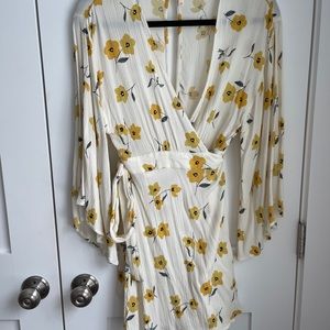 billabong yellow flower wrap dress
